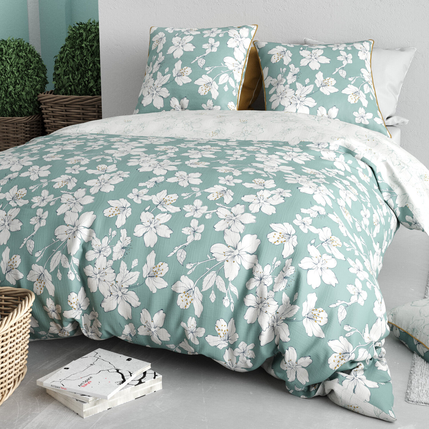 Parure housse de couette 3pcs 100% coton 57 fils pia