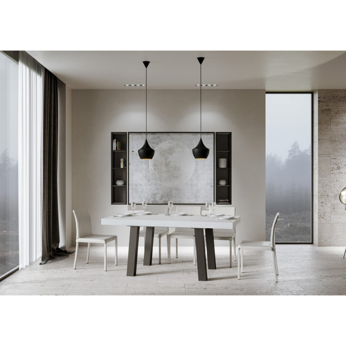 Tavolo allungabile 90x200/460 cm Bridge bianco frassino telaio Antracite