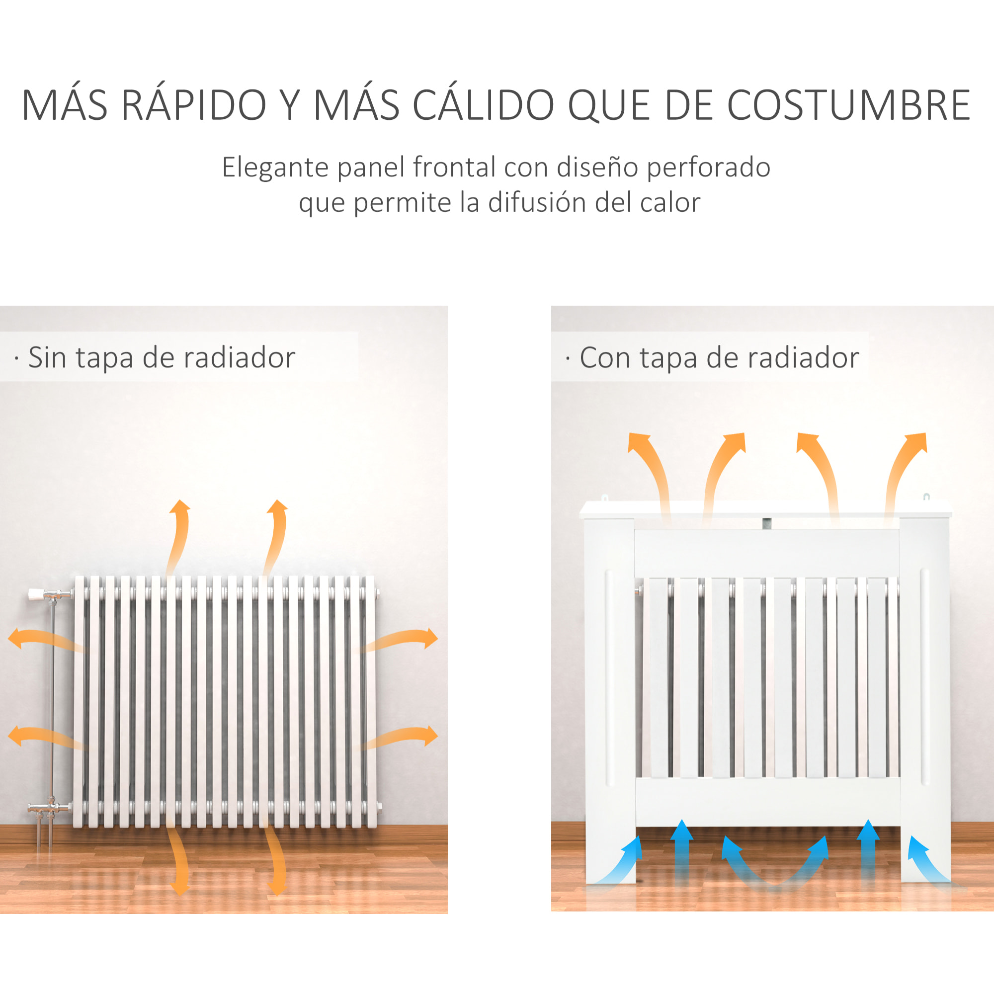 Cubre Radiadores Cubierta de Radiador Moderna 78x19x81 cm Cubreradiador de MDF para Sala de Estar Dormitorio Blanco