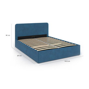 Lit coffre Louise 140x190cm velours bleu