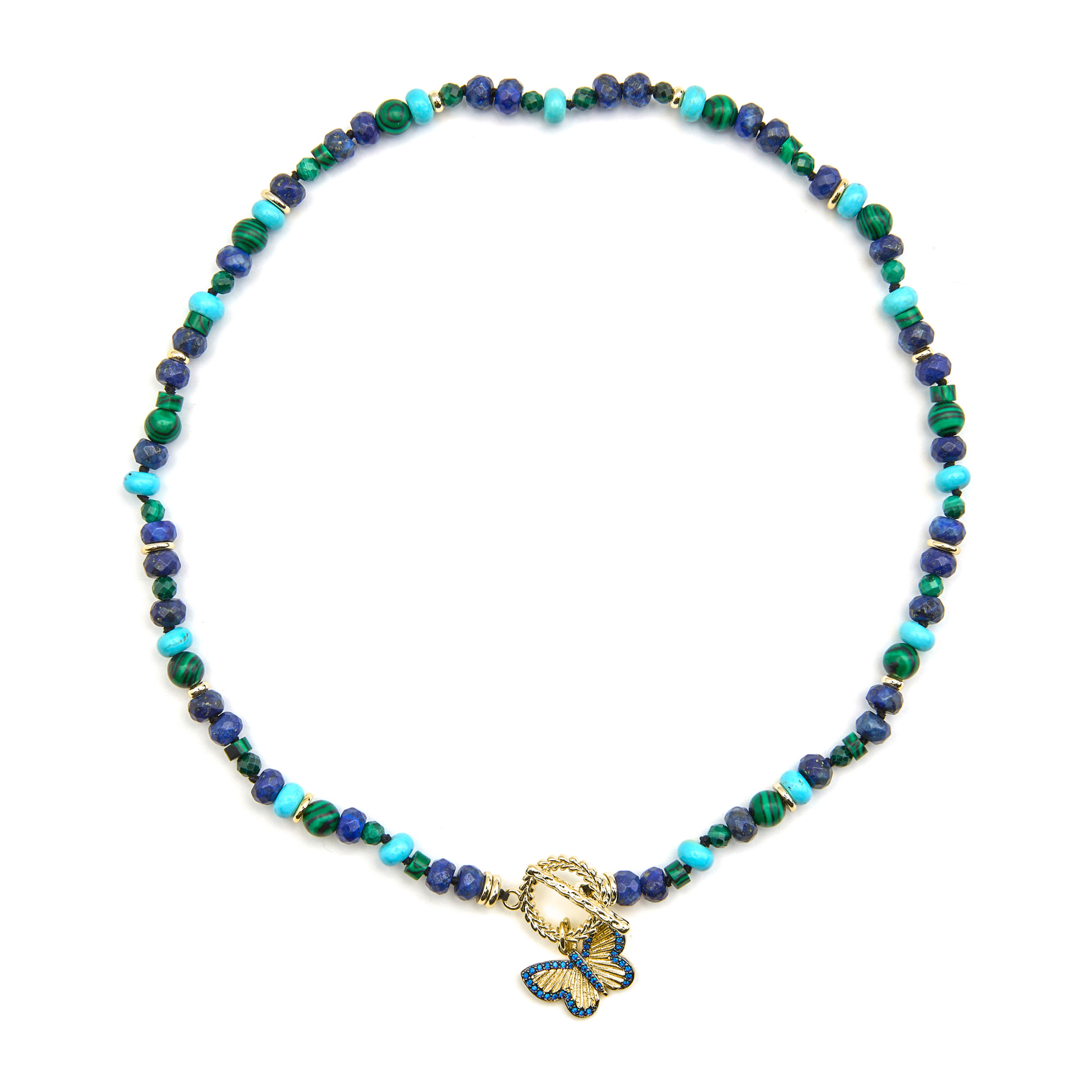 Collar con Lapislazuli Natural acabado oro 18k