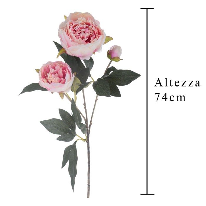 Peonia Con 3 Fiori. Altezza 74 Cm - Pezzi 4 - 17,8X74X27,9cm - Colore: Altro - Bianchi Dino - Fiori Artificiali