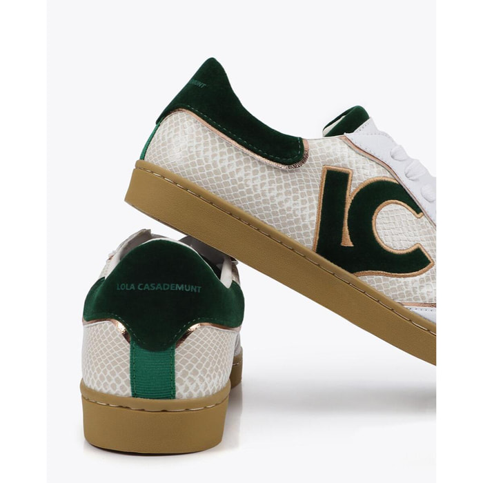 Sneakers con Dettagli Effetto Serpente e Pelle