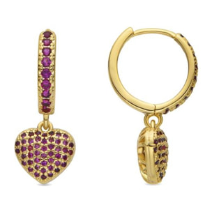 Pendientes con Circonita Rubí acabado oro 18k