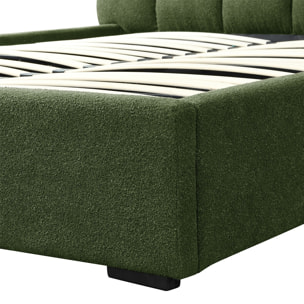 Lit coffre avec tête de lit en tissu bouclé - LOLA