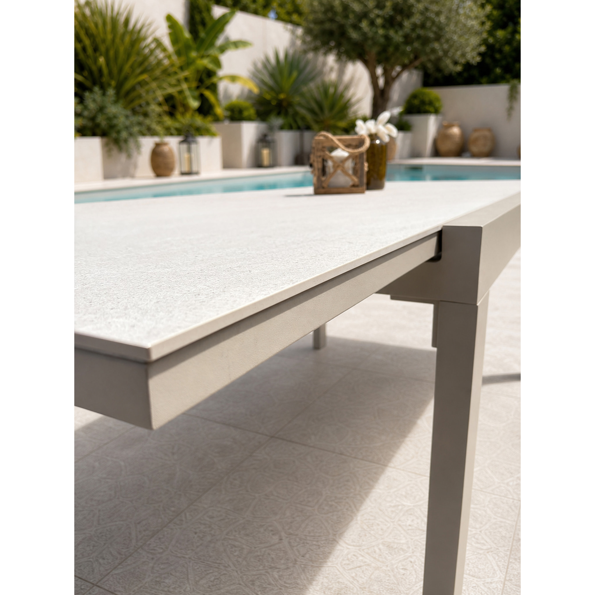 KALIBO - Table de jardin en aluminium et plateau sinterstone (10 places)