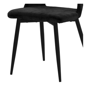 Lot de 2 chaises noires en velours et pieds en métal - Pénélope