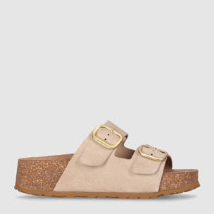 Sandalias de Serraje - Arena - Tacón: 4 cm