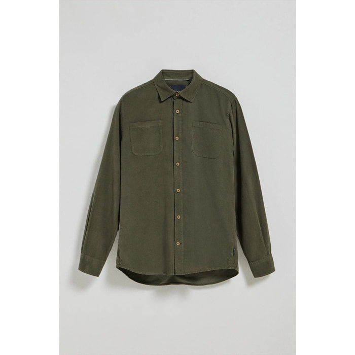 Camicia con tasche Massachusetts verde kaki con ricamo Polo Club