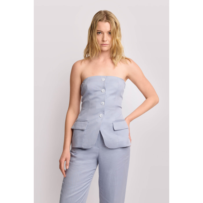 Kocca - Top bustier sartoriale Donna, Tinta unita, Scollo quadrato