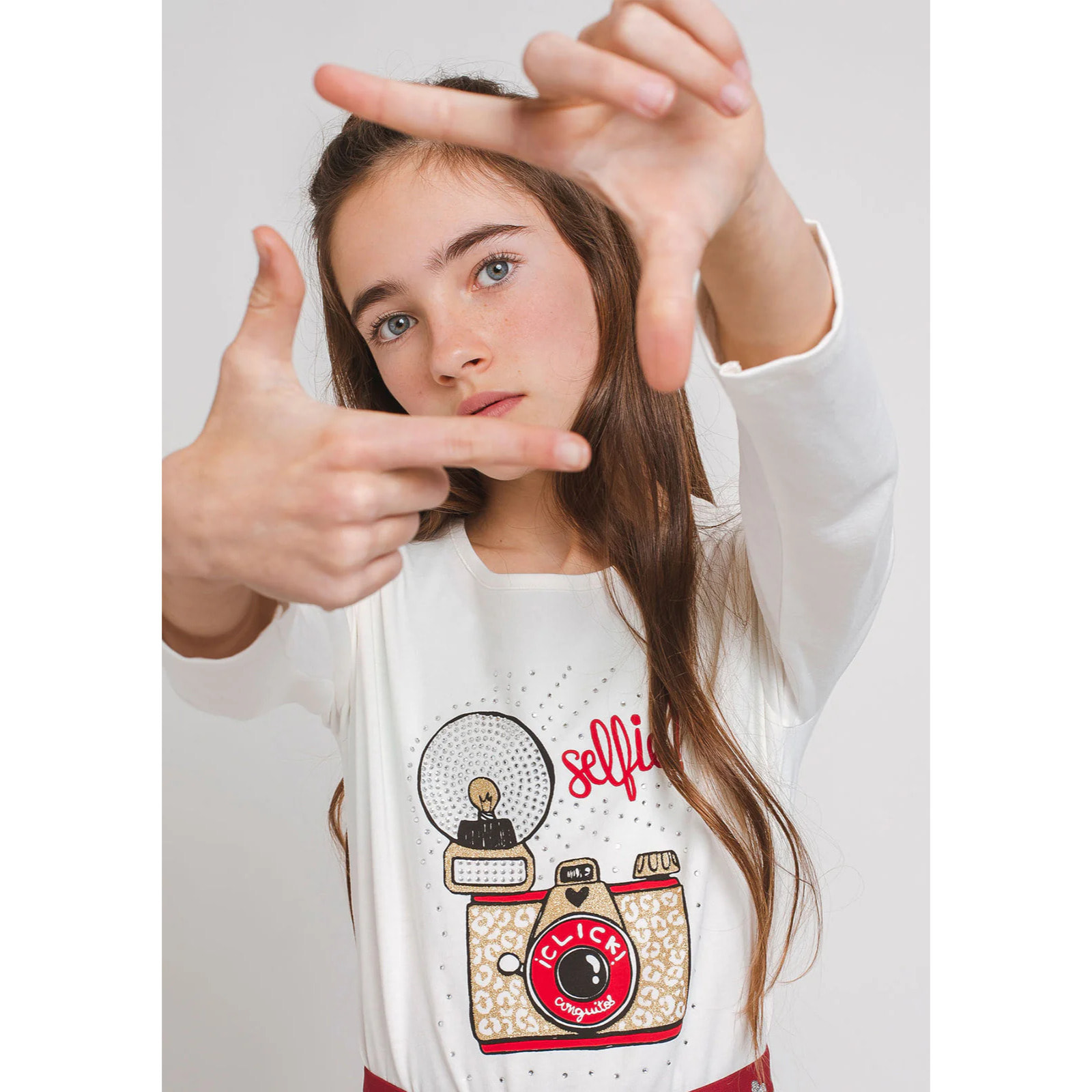 Maglietta in cotone "Camera" da bambina