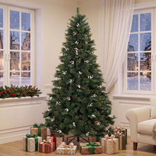 HOMCOM Árbol de Navidad 220 cm, Árbol de Navidad Artificial con 1116 Ramas y Base Metálica Plegable, Frondoso, Montaje Rápido, Sistema con Bisagras, Decoración Navideña para Salón, Interior, Verde