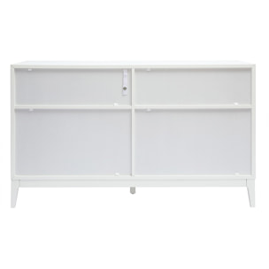 Commode blanche mat et métal doré 6 tiroirs L120 cm GIANA
