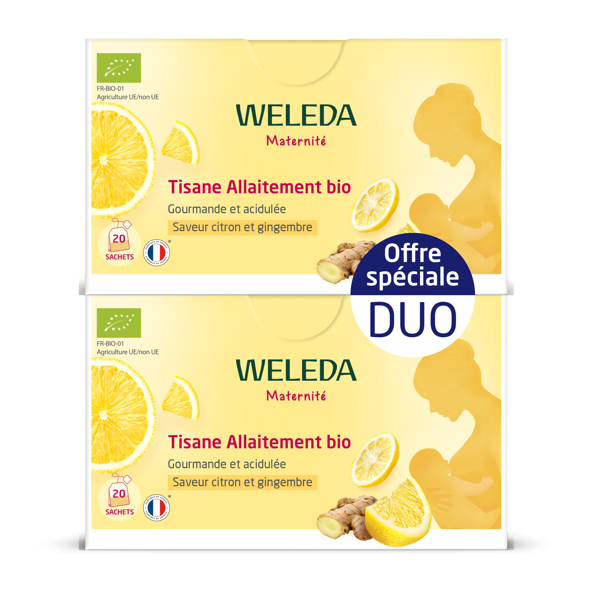WELEDA - Duo Tisane Allaitement bio Citron Gingembre - 20x2 g