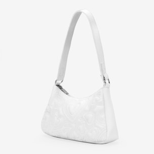 Bolso de hombro blanco con corazones