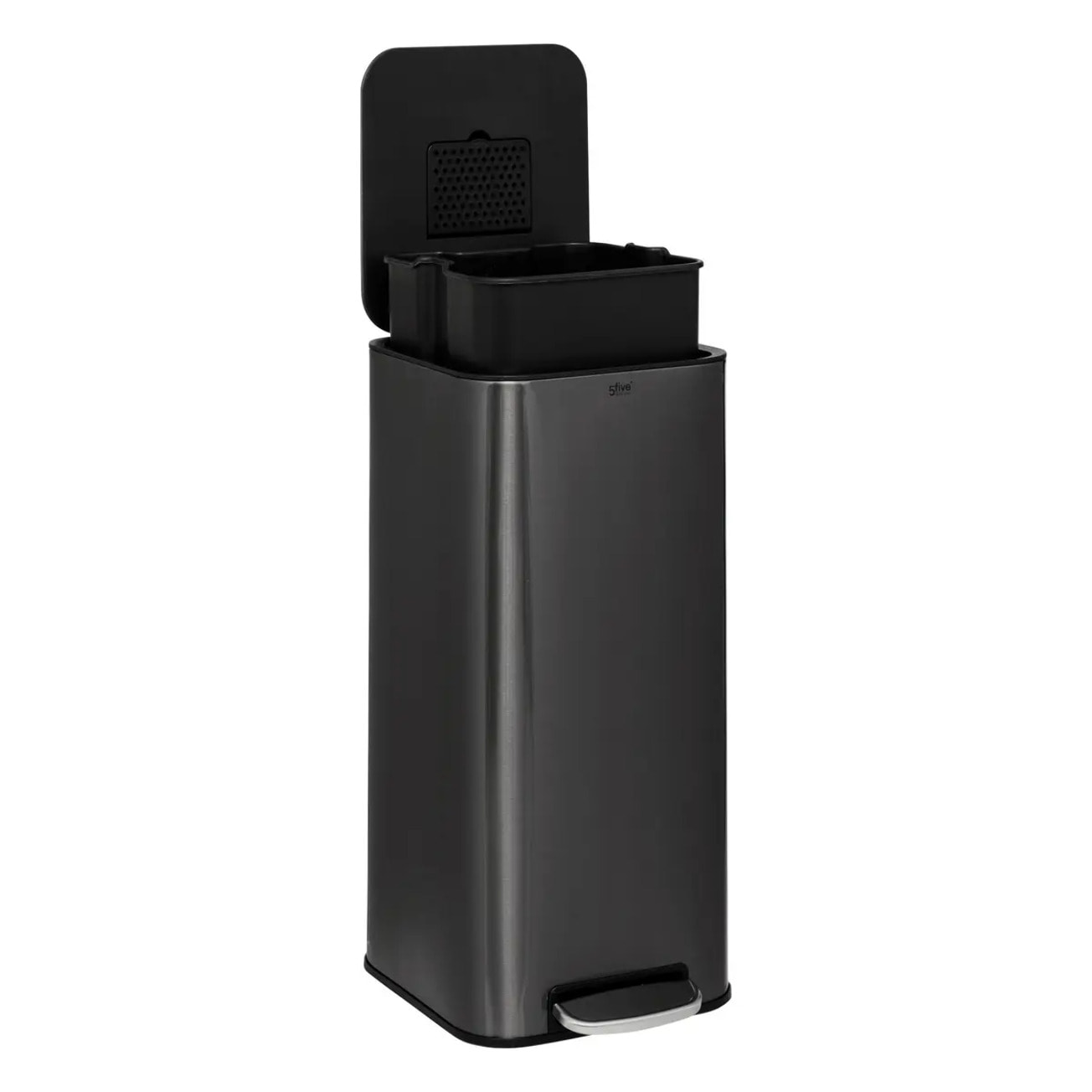 Poubelle "Delta" en métal noir 30L