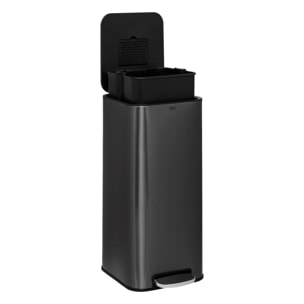 Poubelle "Delta" en métal noir 30L
