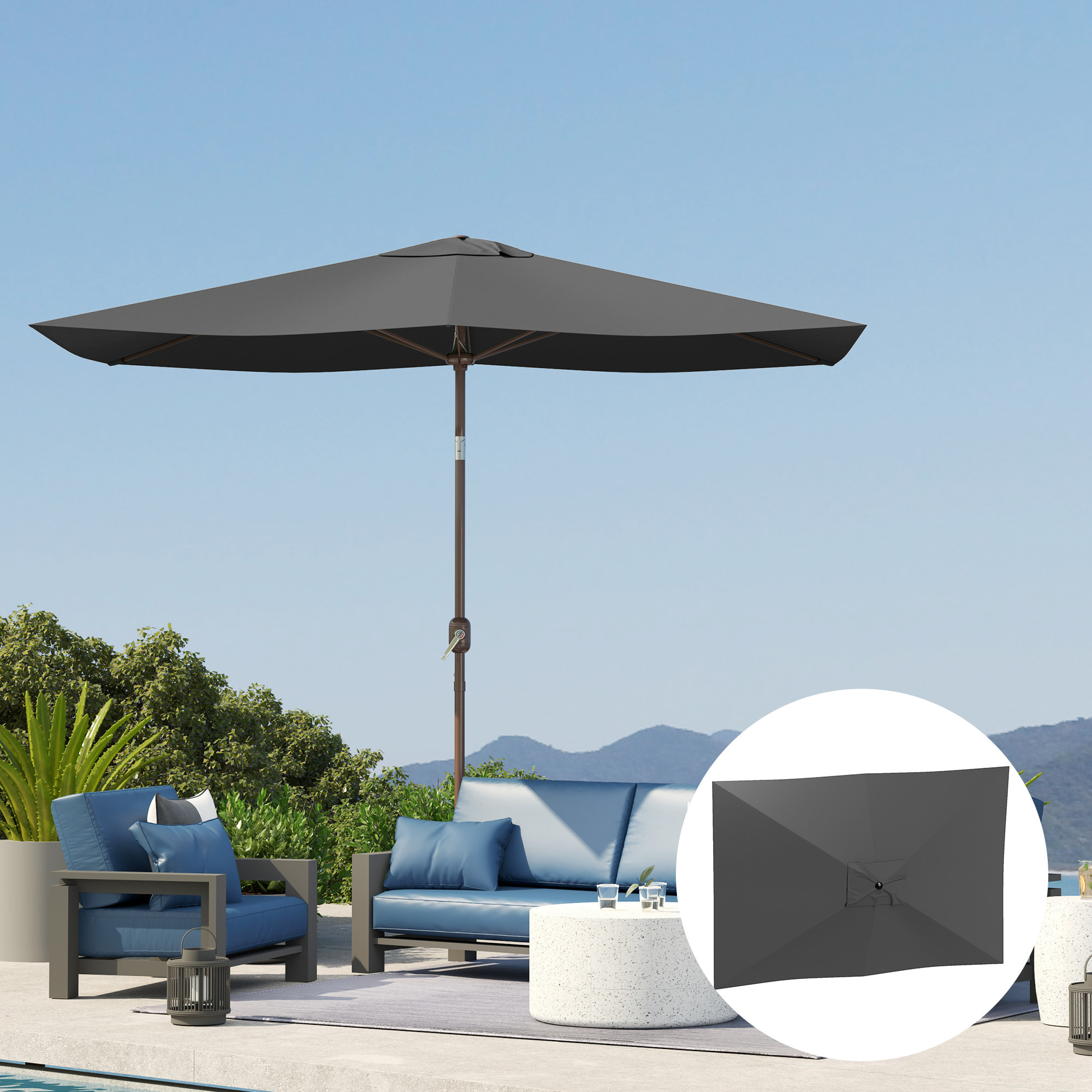 Toldo de Recambio de Sombrilla de 3x2 m Toldo de Repuesto para Sombrilla de Patio con Ventilación Superior Protección UV 50+ Cubierta de Repuesto para Parasol para Exteriores Gris Oscuro