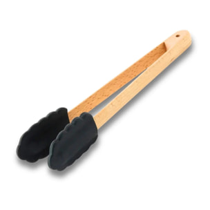 Pince Alimentaire 22,8 cm en Bois et silicone Noir Fackelmann Acacia
