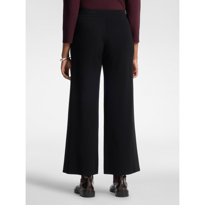 Elena Mirò - Pantaloni palazzo in maglia con coulisse - Nero