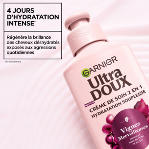 Lot de 6 - Garnier Ultra Doux Vignes Merveilleuses Crème de Soin 2-en-1 Hydratation Souplesse 200ml - Homme & Femme