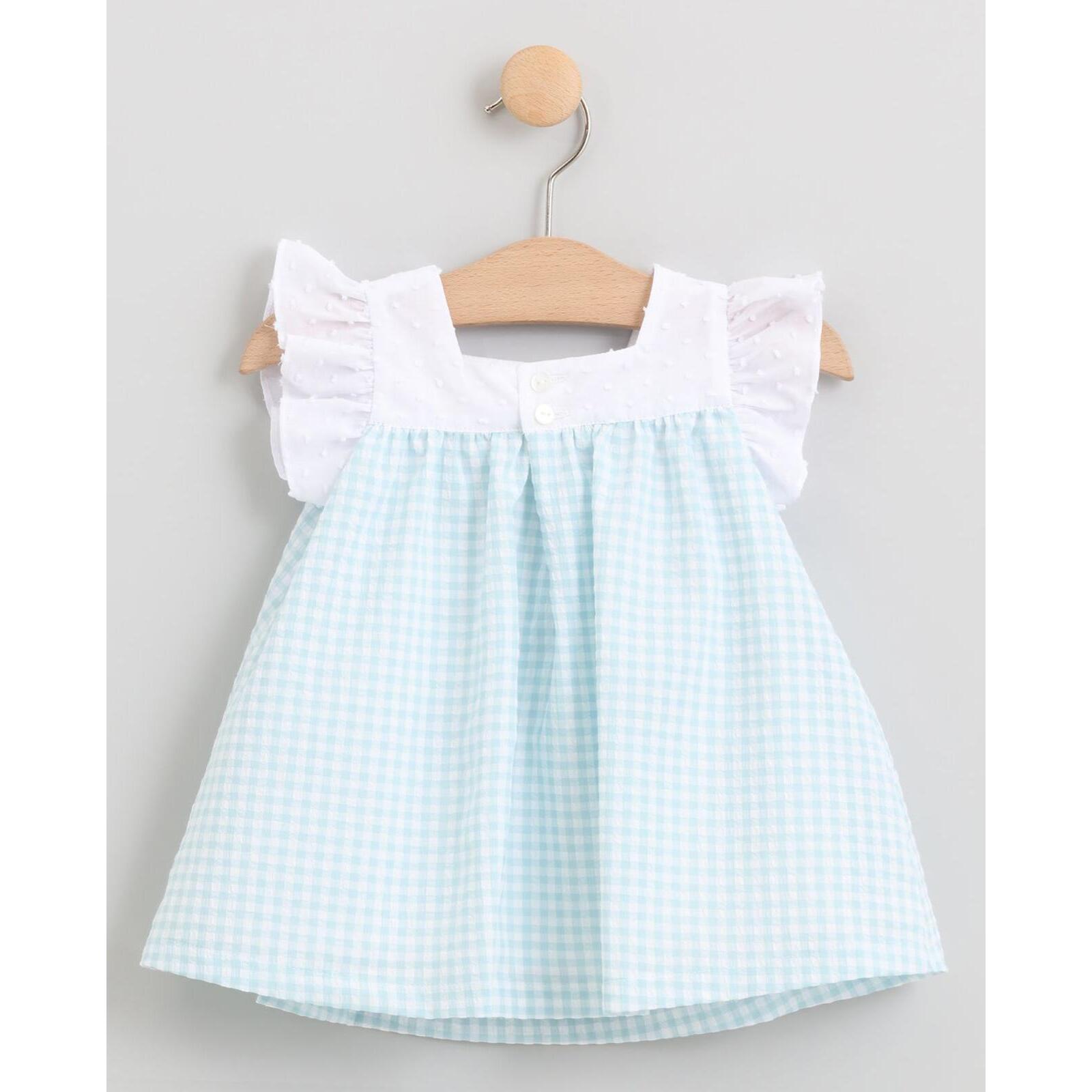 VESTIDO VICHY AGUA CON VOLANTES