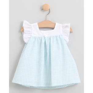 VESTIDO VICHY AGUA CON VOLANTES