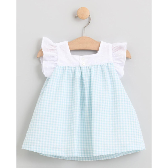 VESTIDO VICHY AGUA CON VOLANTES