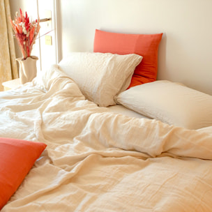 Parure de lit 160 cm gaze de coton sable - LOUISE