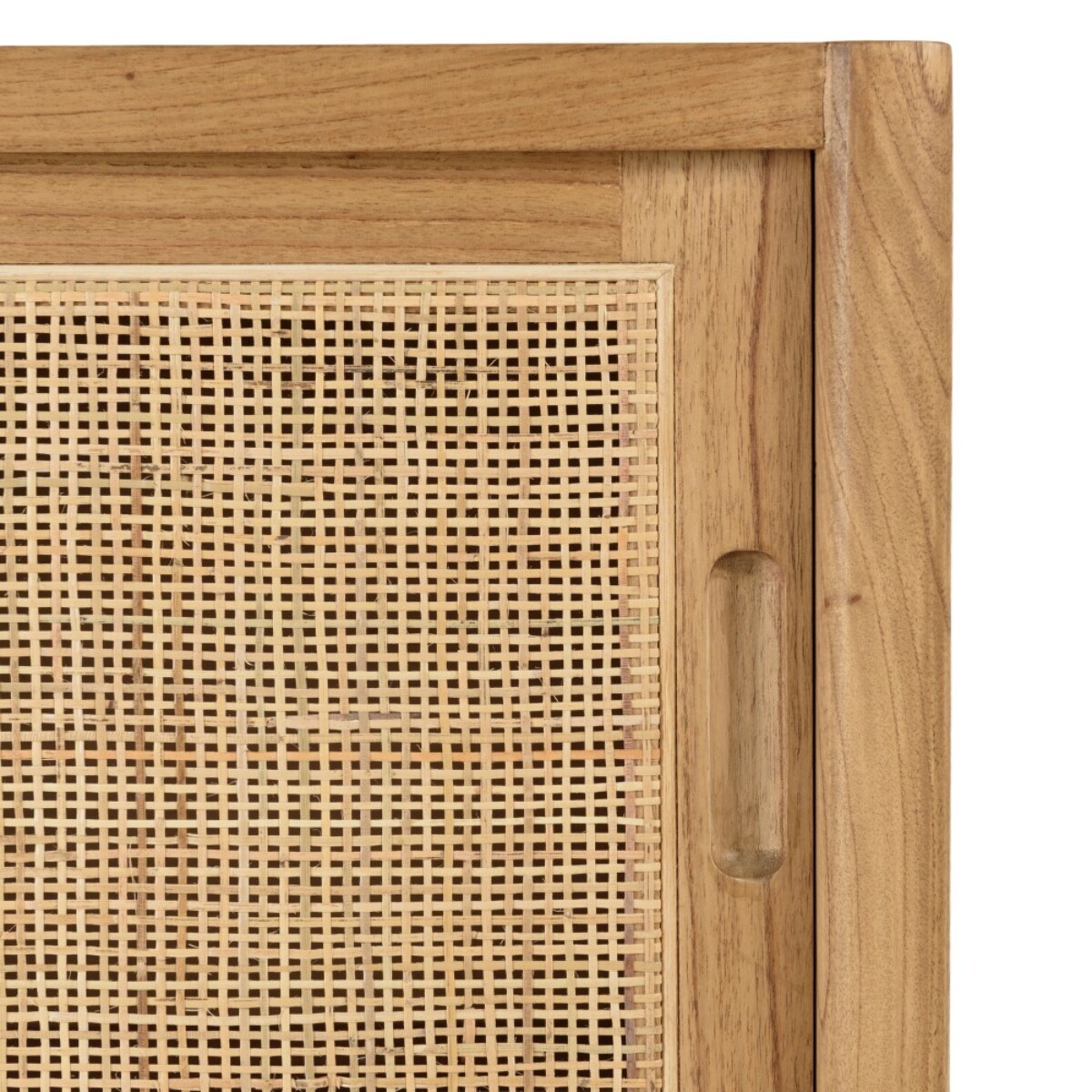 AMY - Buffet 2 étagères 2 portes coulissantes en mindi et rotin naturel AMY