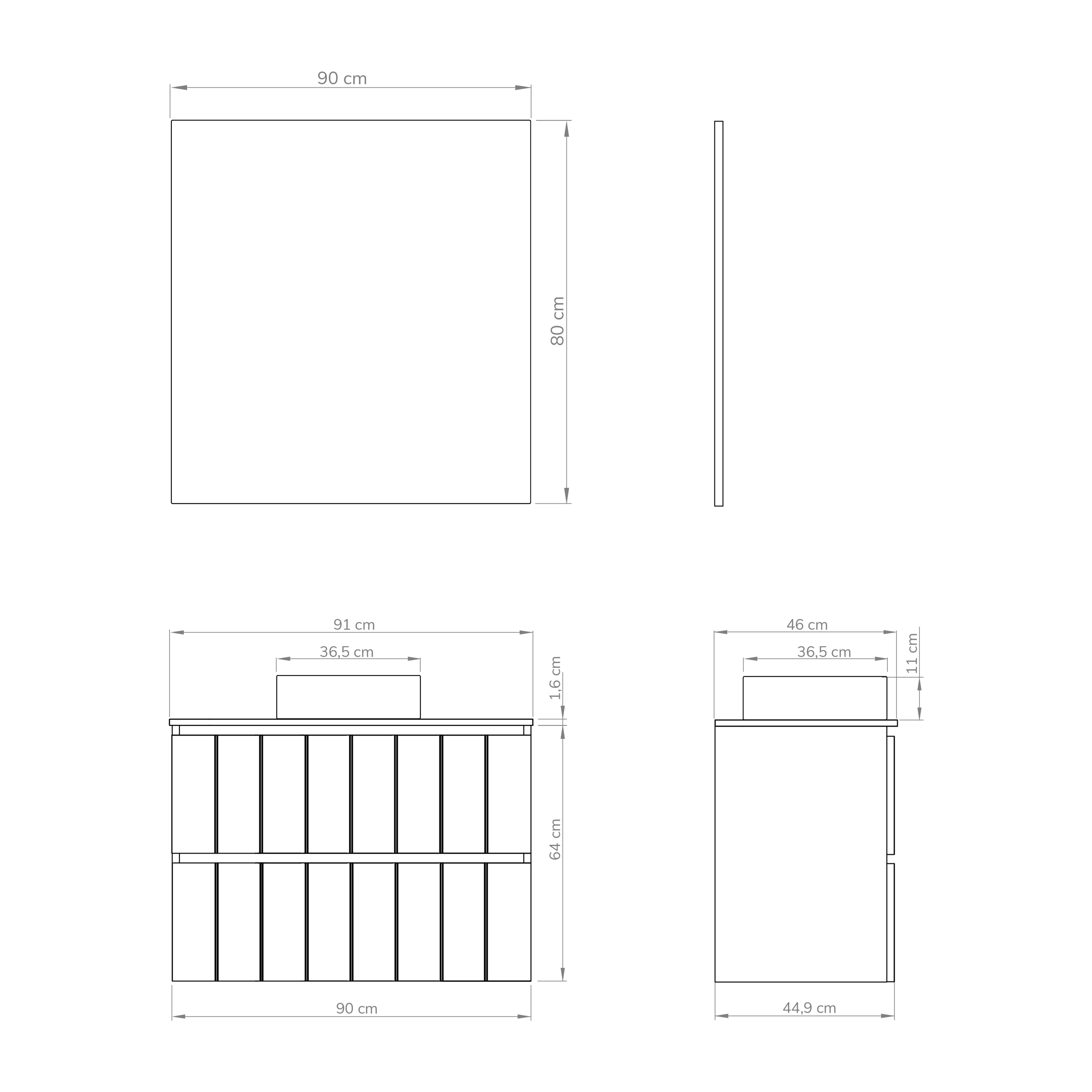 Ensemble de salle de bain LAND, Alday, 90 cm, Blanc