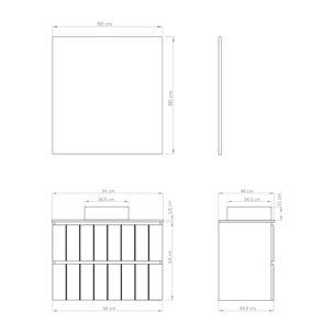 Ensemble de salle de bain LAND, Alday, 90 cm, Blanc