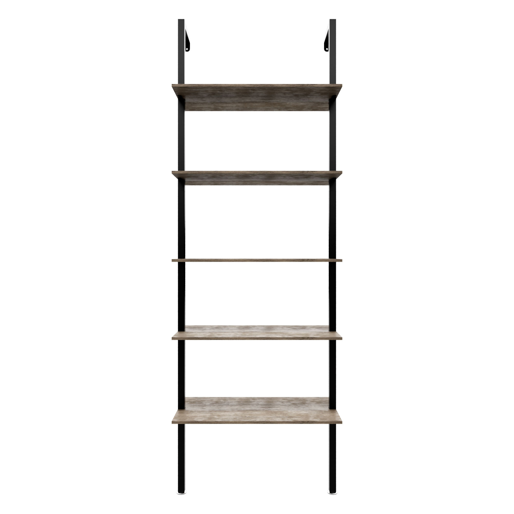 Komo - Scaffale Libreria a Muro 60x185x30 cm 5 Ripiani in Legno Bleach Struttura in Metallo Nero