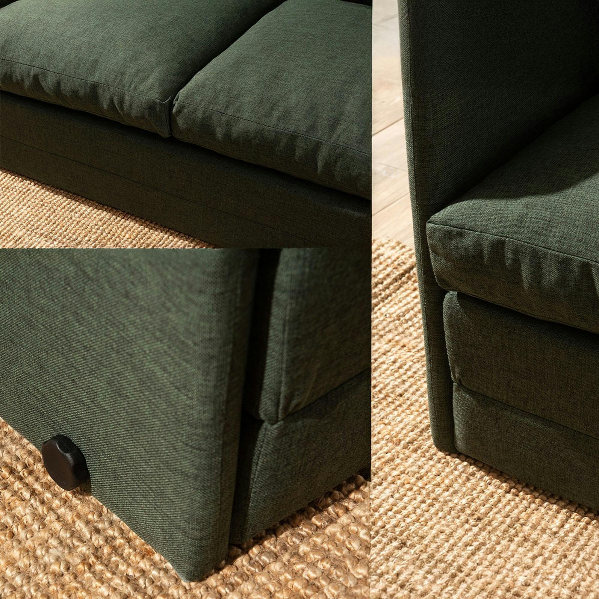 Canapé-lit en lin vert foncé, 2 personnes 140 cm ORURO