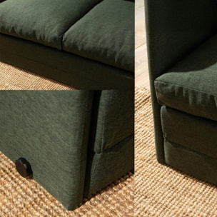 Canapé-lit en lin vert foncé, 2 personnes 140 cm ORURO