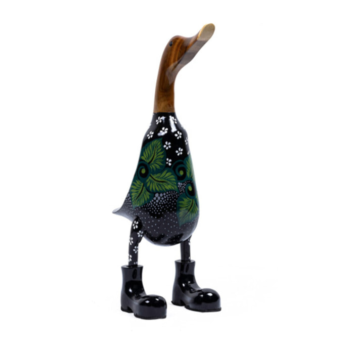 Statue H. 40 cm canard maillot fleuri en bois de teck - DUCK