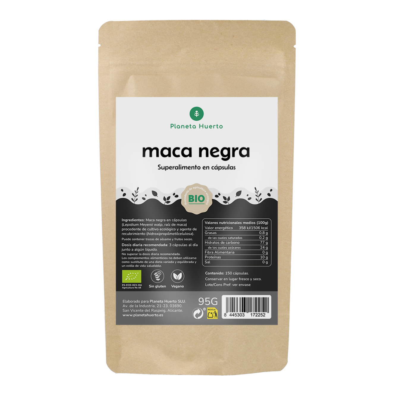 Maca Negra BIO Planeta Huerto 150 cápsulas