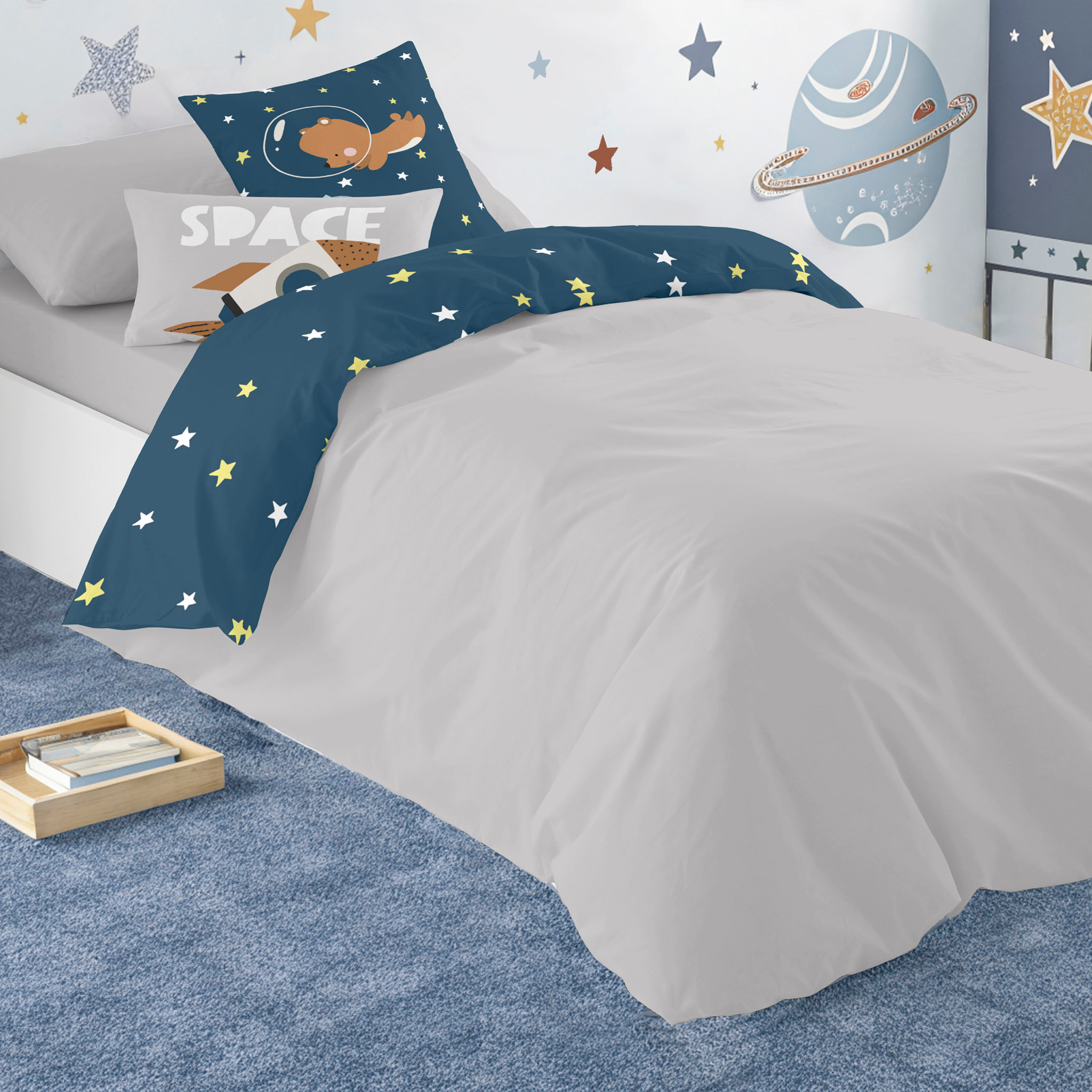 Cool Kids - Funda Nórdica Estampada - Infantil - Cierre Solapa - 100% Algodón - Incluye 1 Funda de Almohada - Neil