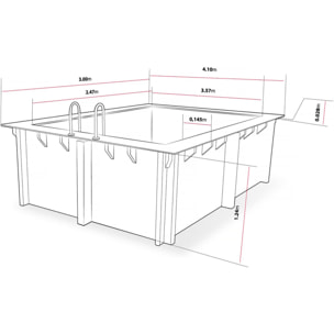 Piscine bois rectangle " Caimans 120 " - 4.10 x 3.00 x 1.24  m + Pompe à chaleur  3.5 kw/h