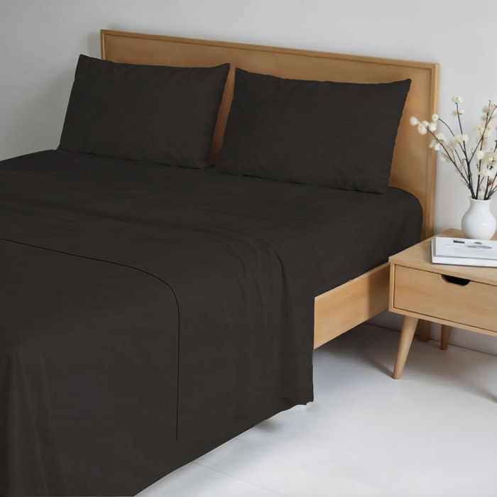COMPLETO LETTO WATER WASHED, 100% Microfibra, No Stiro - MARRONE