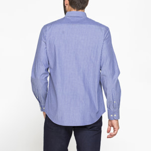 CAMICIA FANTASIA TINTO FILO CON COLLO BUTTON-DOWN