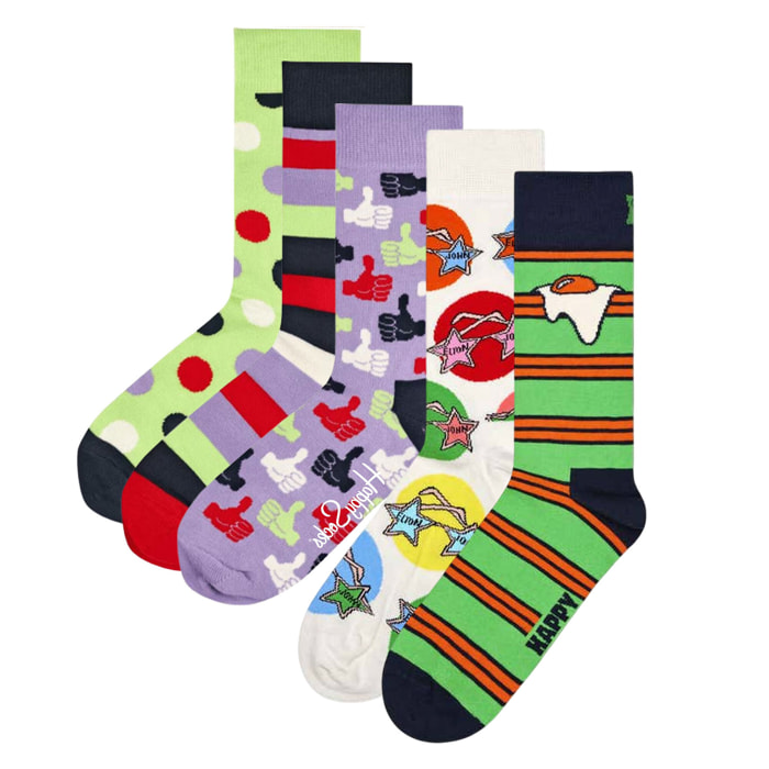 Calcetines 5-pack elton jhon, egg on stripe y thumbs up talla 41-46