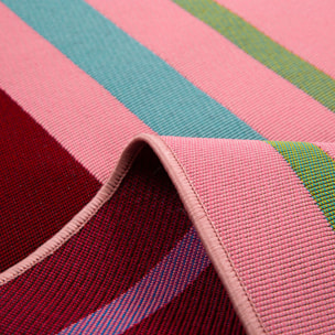 AZUR - Tapis intérieur/extérieur à rayures roses