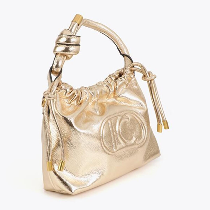 Piatto per caramelle dorato con logo ovale in rilievo