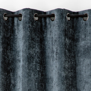 Rideau thermique et phonique velours chenille - Bleu