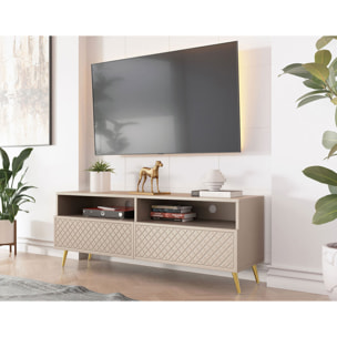 Sorolla - meuble tv - 2 tiroirs et 2 niches - 150 cm - Beige