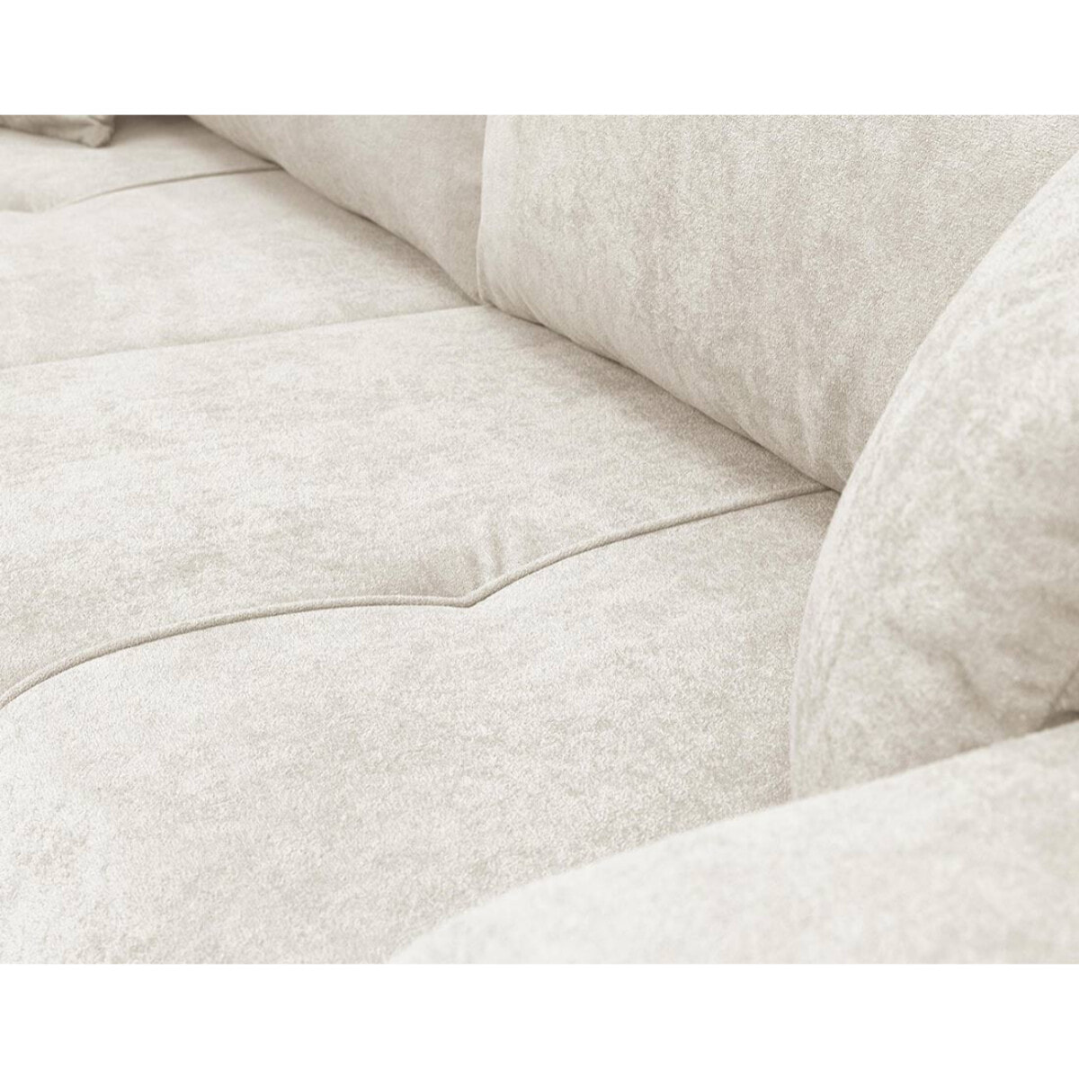 Nicole - Canapé droit 3 places convertible avec coffre en tissu - Beige