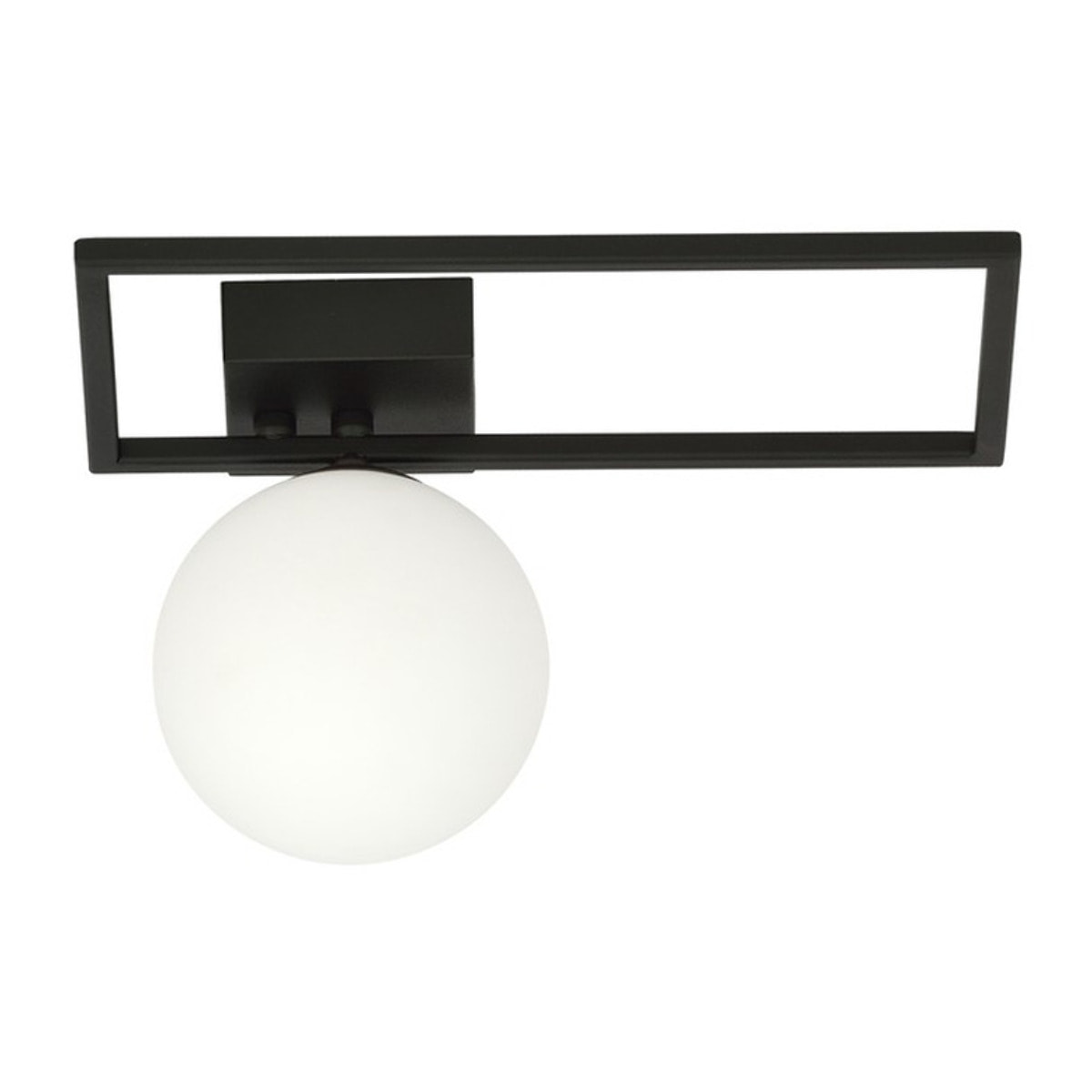 Lampada a soffitto Imago in metallo nero e vetro opalino