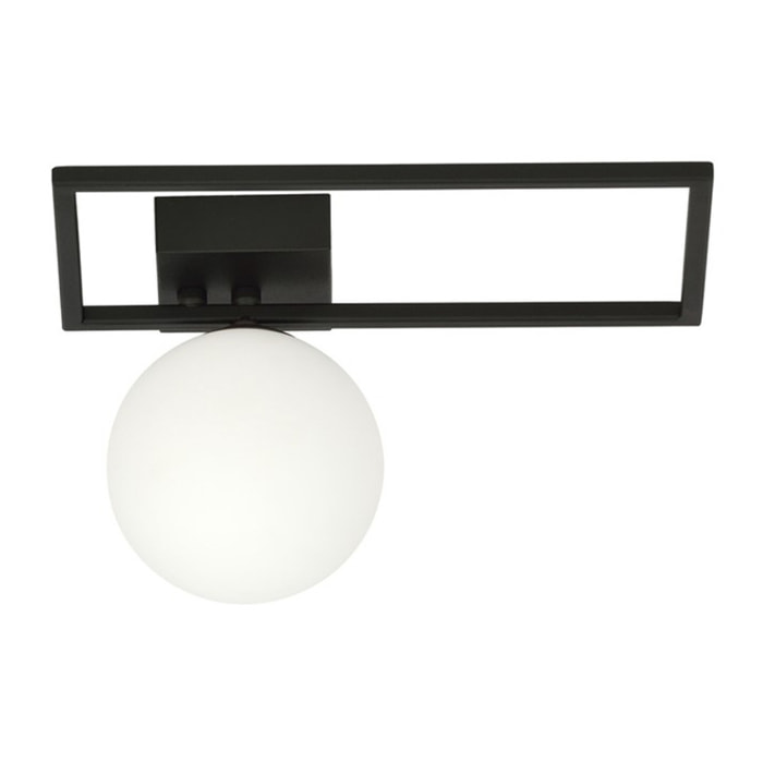 Lampada a soffitto Imago in metallo nero e vetro opalino