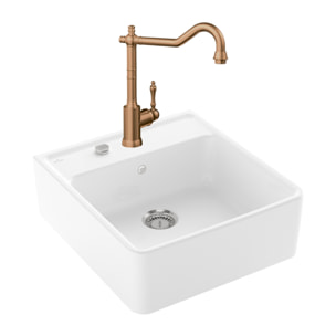 Evier Timbre d'office Tradition 1 bac vidage auto + Robinet de cuisine Avia 2.0 Bronze